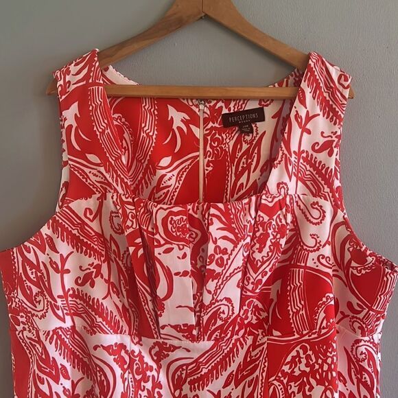 Women’s size 24W is sleeveless red and white spring summer midi dress - Picture 3 of 12